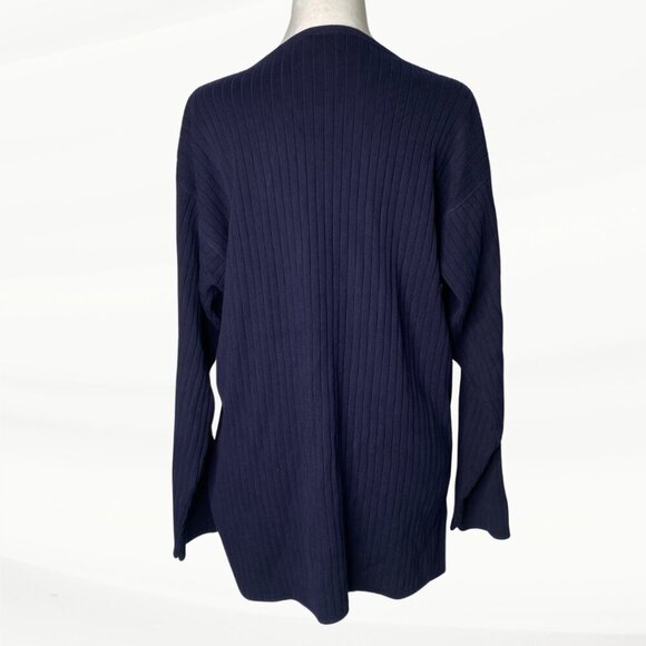 J. Crew Ribbed Navy Crewneck, Long Sleeve Pullover, Size XL - Picture 3 of 10